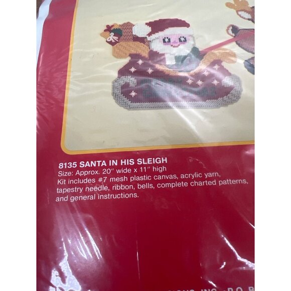 Santa In His Sleigh Plastic Canvas Kit 20" X 11" Acrylic Yarn & Accessories - Picture 3 of 4